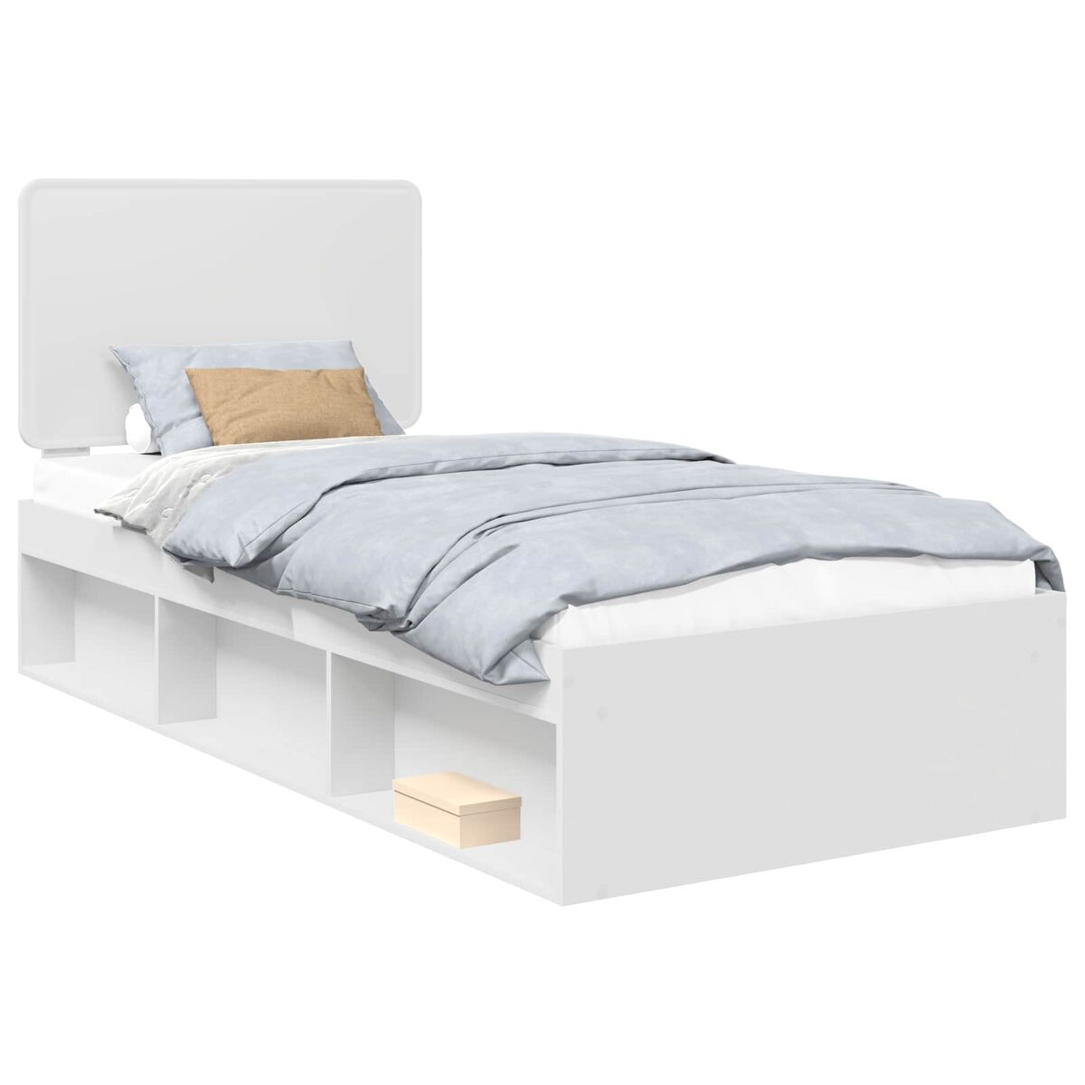 Estrutura de cama de solteiro para adultos - branco 90 x 200 cm madeira de pinheiro sólida