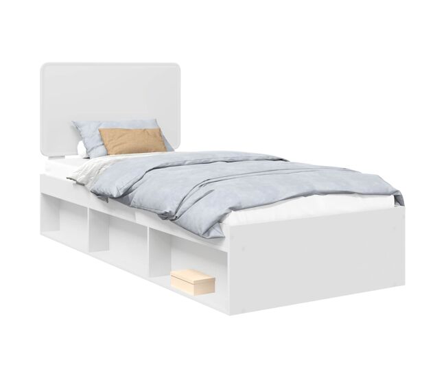 Estrutura de cama de solteiro para adultos - branco 90 x 200 cm madeira de pinheiro sólida