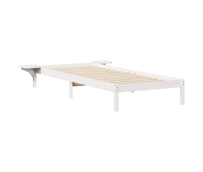 Estrutura de cama de solteiro para adultos com mesas laterais branco 80 x 220 cm