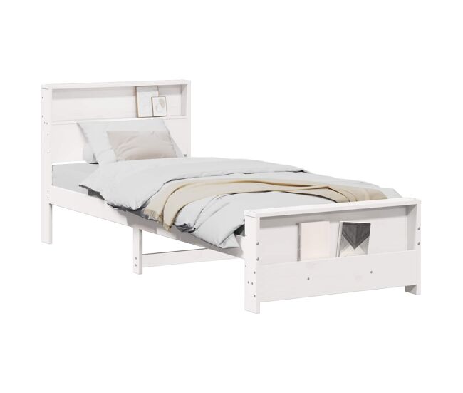 Estrutura de cama de solteiro para adultos - branco 100 x 200 cm madeira processada