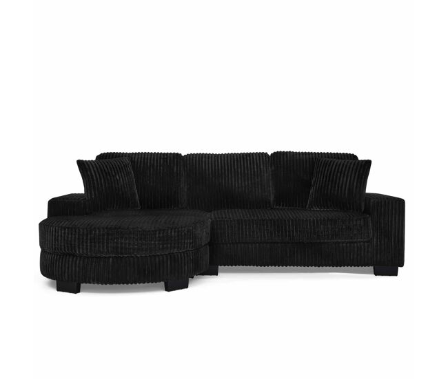 Sofá de canto em l 256,5 x 133,5 x 89 cm - sofá modular de 4 lugares em veludo clássico com otomana oval e 2 almofadas, ideal para sala de estar,