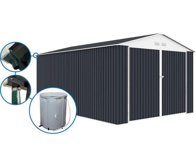 Garagem metálica "houston" - 18,56m² com calha e coletor de água - antracite