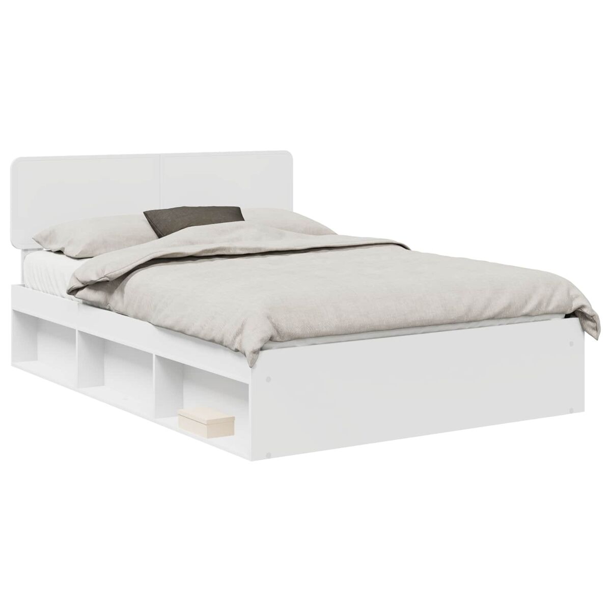 Estrutura da cama de casal simple com cabeceira branco 150 x 200 cm