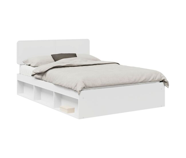 Estrutura da cama de casal simple com cabeceira branco 150 x 200 cm