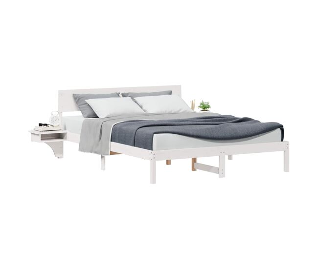 Estrutura da cama de casal simple com cabeceira branco 160 x 200 cm