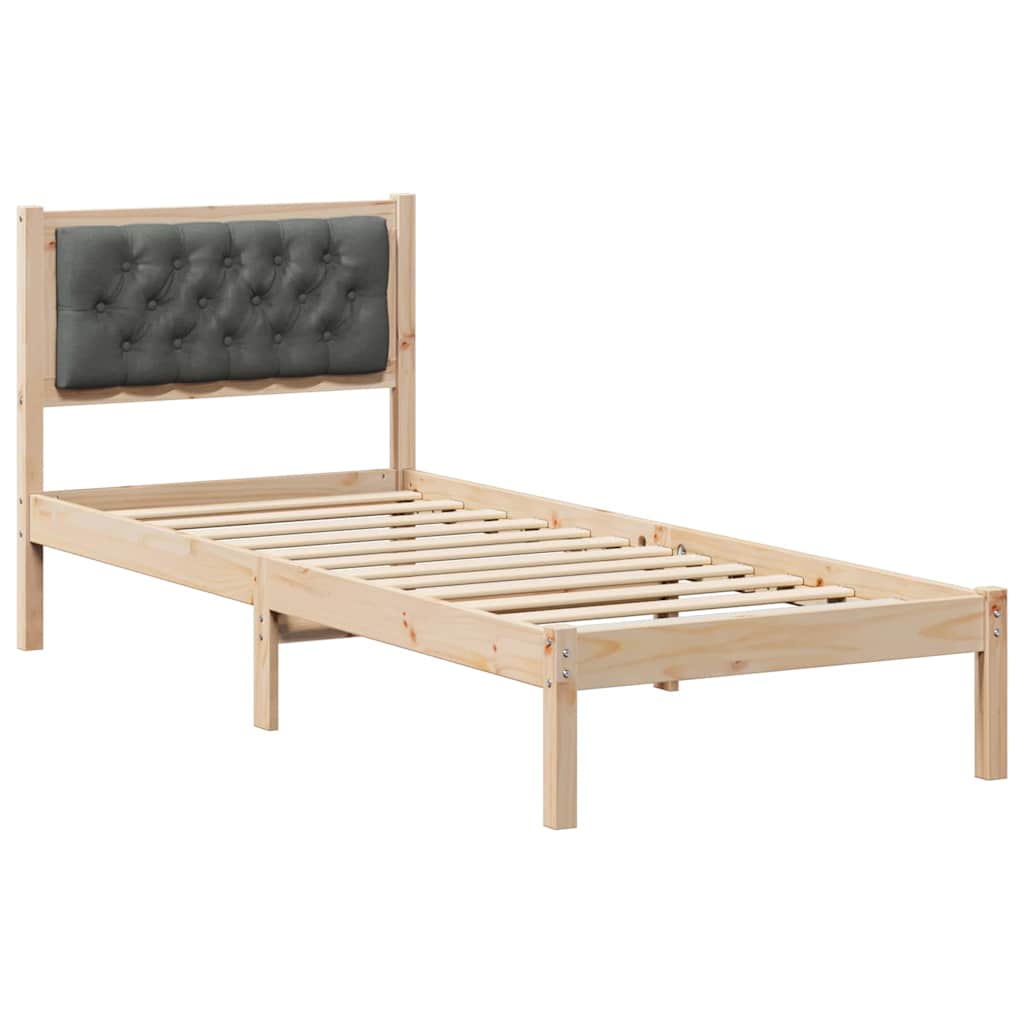 Estrutura de cama de solteiro para adultos com cabeceira cinza escuro 90 x 190 cm