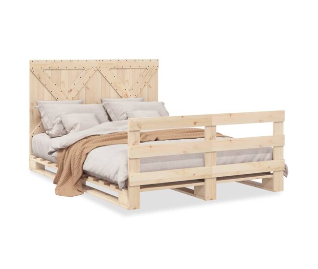 Estrutura de cama de casal simple com cabeceira 140x200 cm pinho maciço