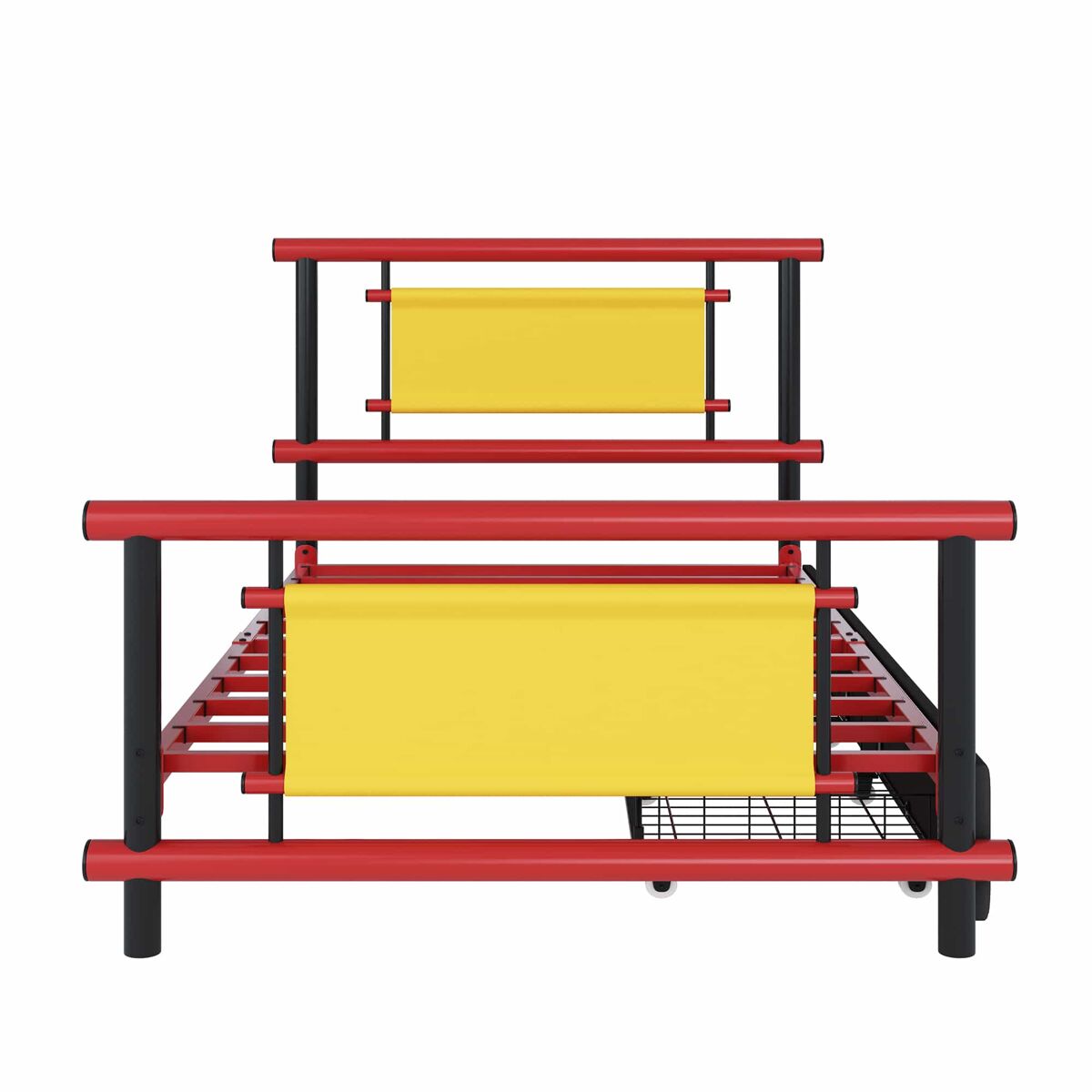 Cama infantil metálica 90x200 - com gavetas, estrutura em aço resistente, design compacto e cores vivas - vermelho