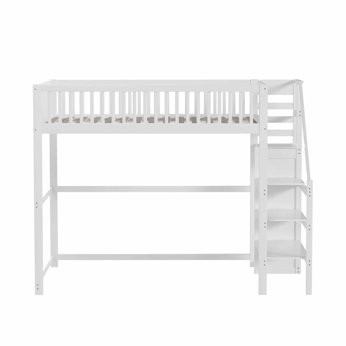 Cama mezzanine em madeira 140x200cm - com roupeiro - branco