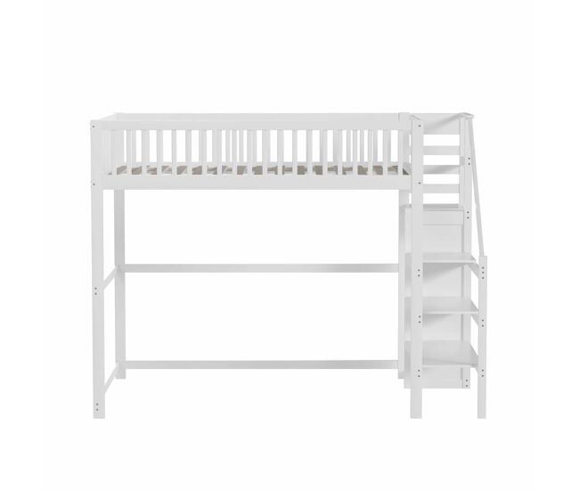 Cama mezzanine em madeira 140x200cm - com roupeiro - branco