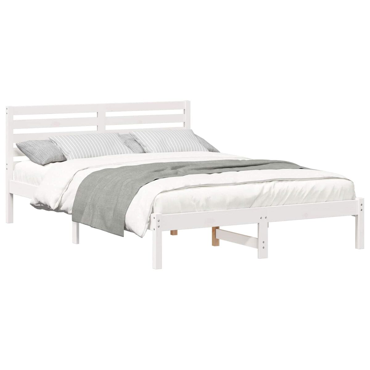 Estrutura da cama de casal simple com cabeceira branco 140 x 210 cm