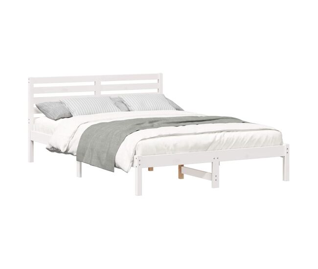 Estrutura da cama de casal simple com cabeceira branco 140 x 210 cm