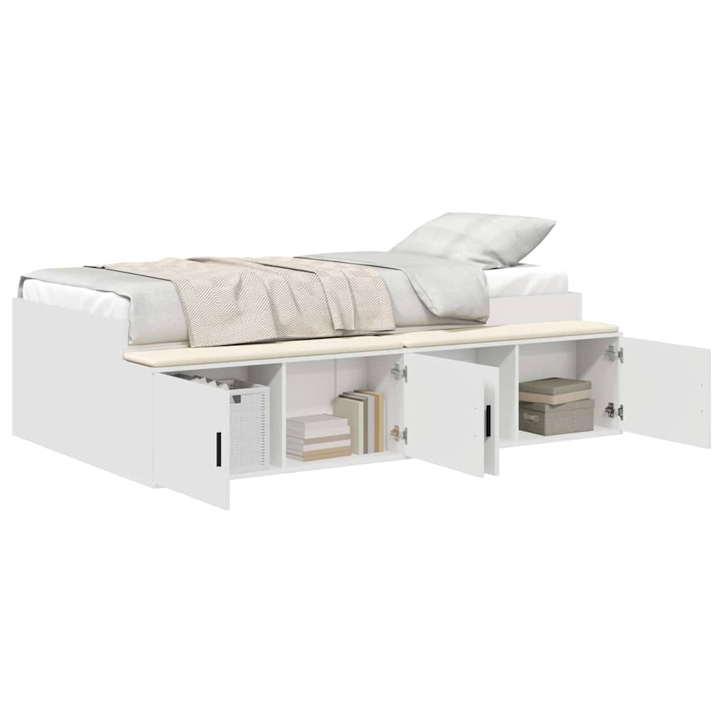 Estrutura de cama de solteiro para adultos branco 90 x 200 cm madeira processada
