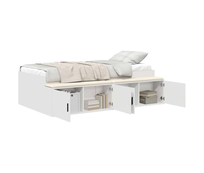 Estrutura de cama de solteiro para adultos branco 90 x 200 cm madeira processada