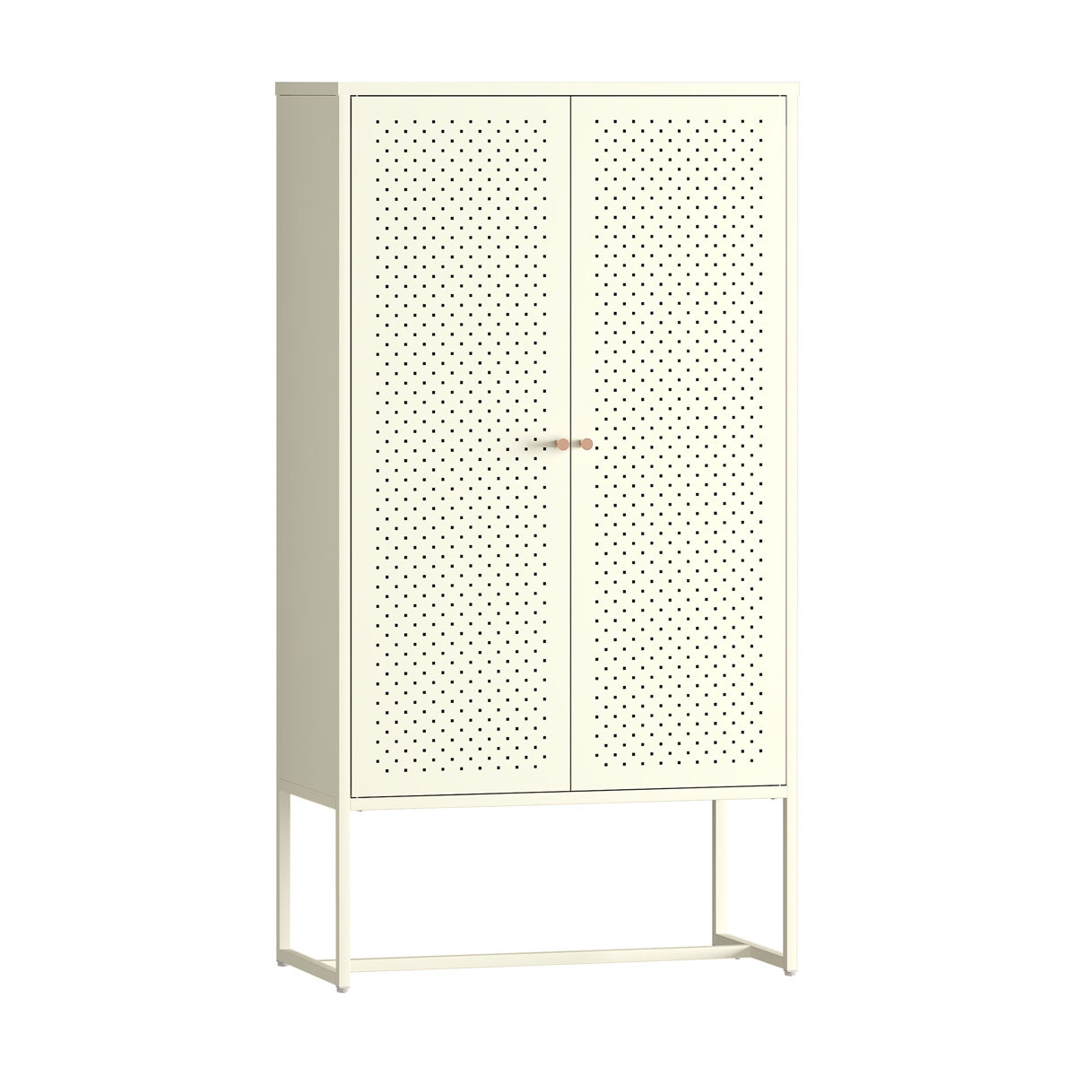 Armário de sala de estar viitasaari 2 portas aço 150x80x40cm - branco creme [en.casa]