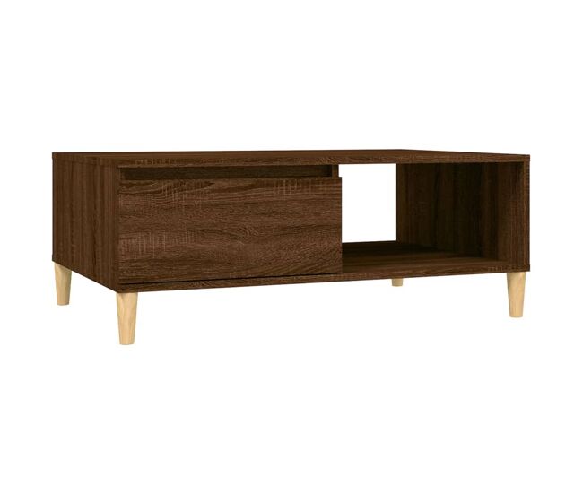 Mesa de centro, mesa baixa, 90x60x35 cm derivados madeira carvalho castanho