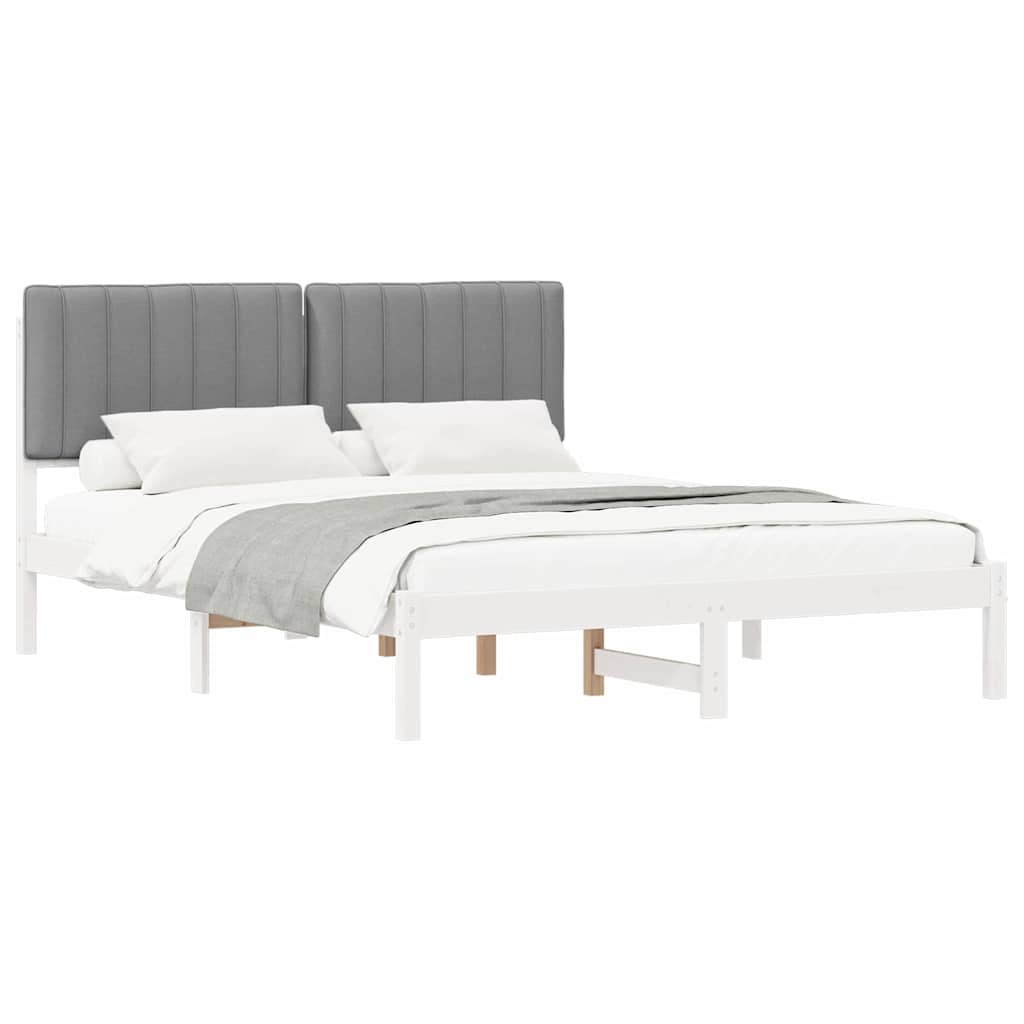 Estrutura de cama de casal moderno com cabeceira estofada cinzento-claro