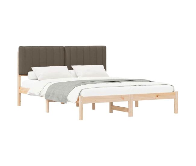 Estrutura de cama de casal moderno com cabeceira estofada cinzento-acastanhado