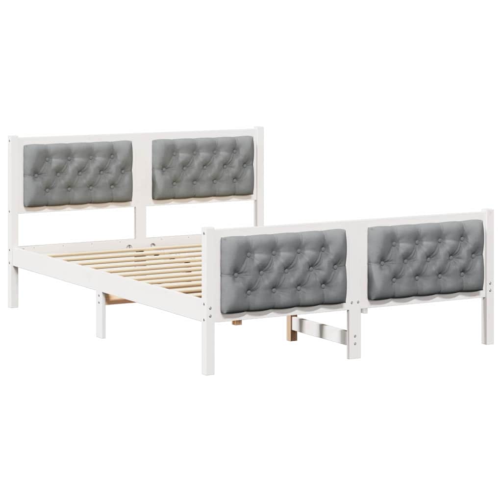Estrutura da cama de casal simple com cabeceira cinzento-claro 150 x 200 cm