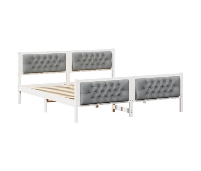 Estrutura da cama de casal simple com cabeceira cinzento-claro 180 x 200 cm