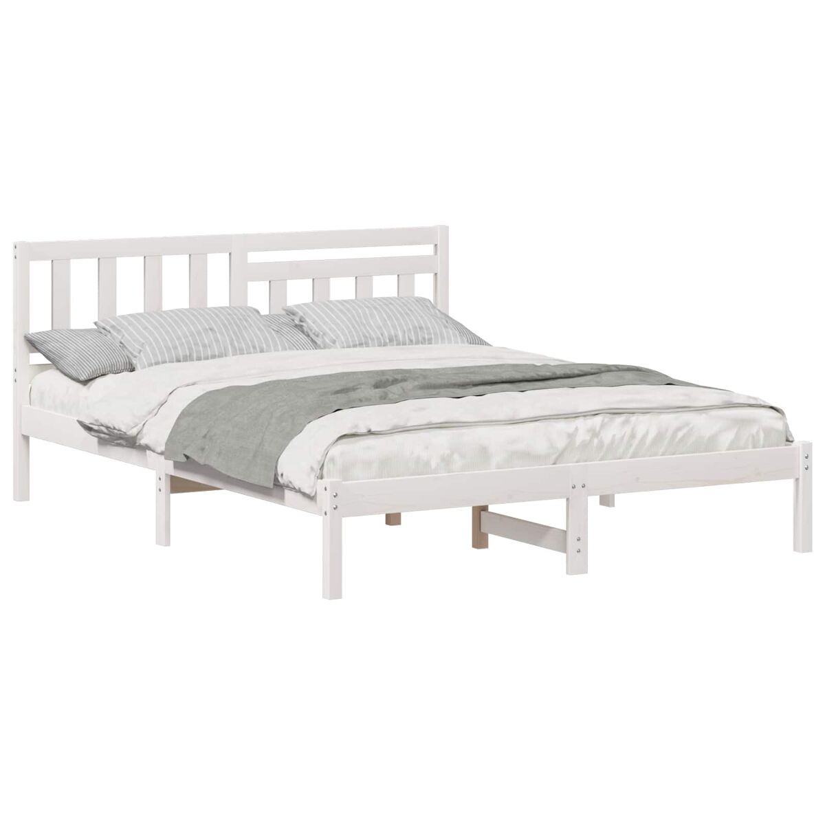 Estrutura da cama de casal simple com cabeceira branco 150 x 200 cm