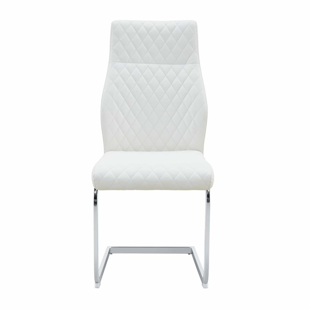 Cadeira de jantar 2 unidades - encosto alto, assento acolchoado, metal prateado - branco+prateado