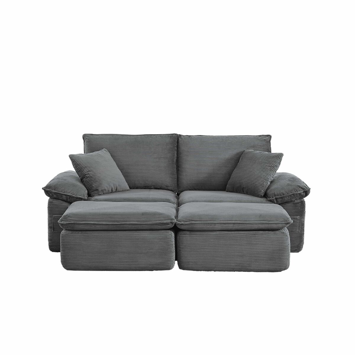 Sofá modular sem estrutura de 2 lugares - sofá cloud com estofamento macio, sem montagem, com apoio para os pés, bolsos de arrumação, convertível em