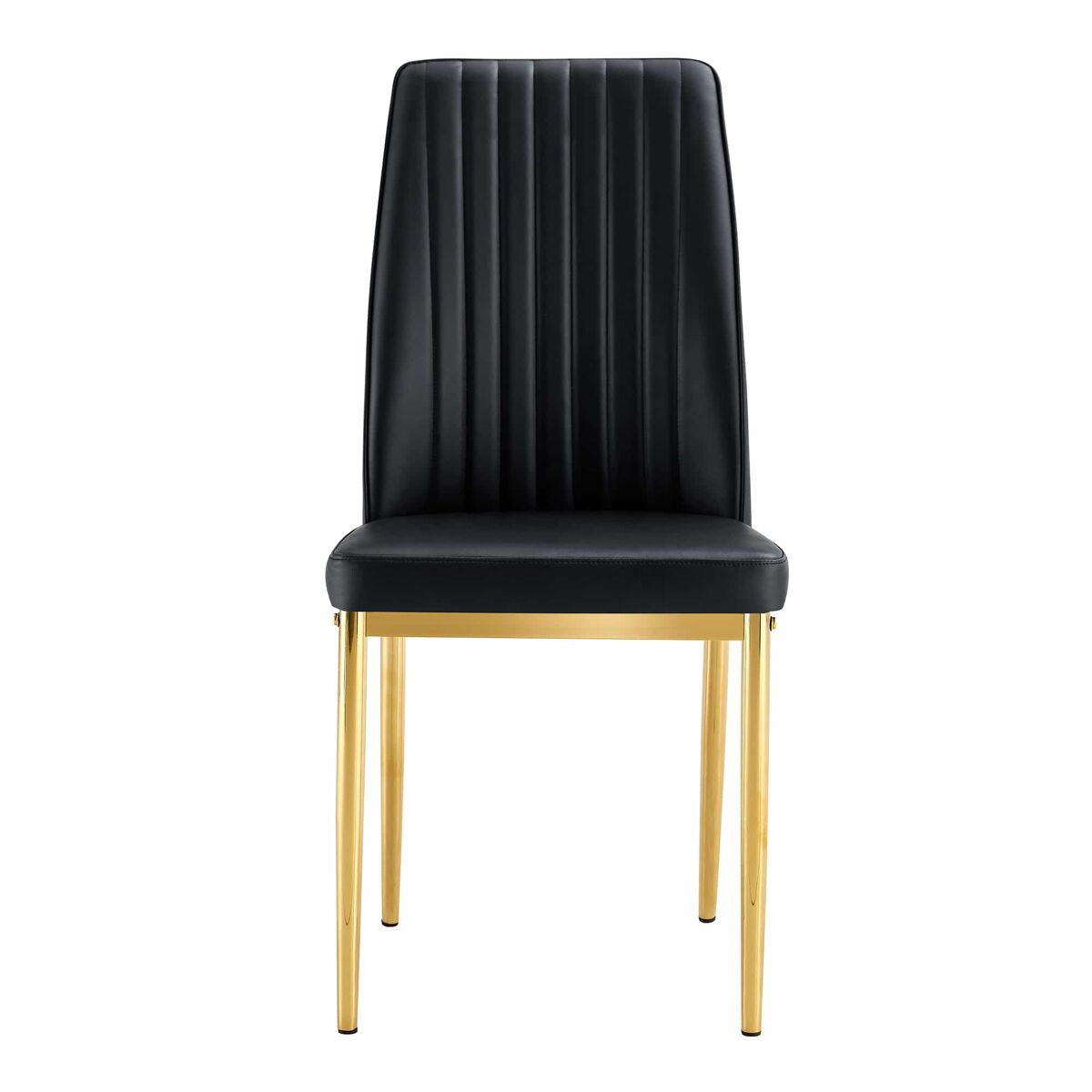 Cadeira de sala de jantar 4 unidades - pu preto, pernas metálicas douradas - design elegante preto+dourado