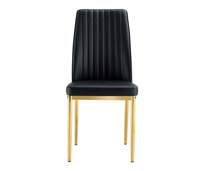 Cadeira de sala de jantar 4 unidades - pu preto, pernas metálicas douradas - design elegante preto+dourado