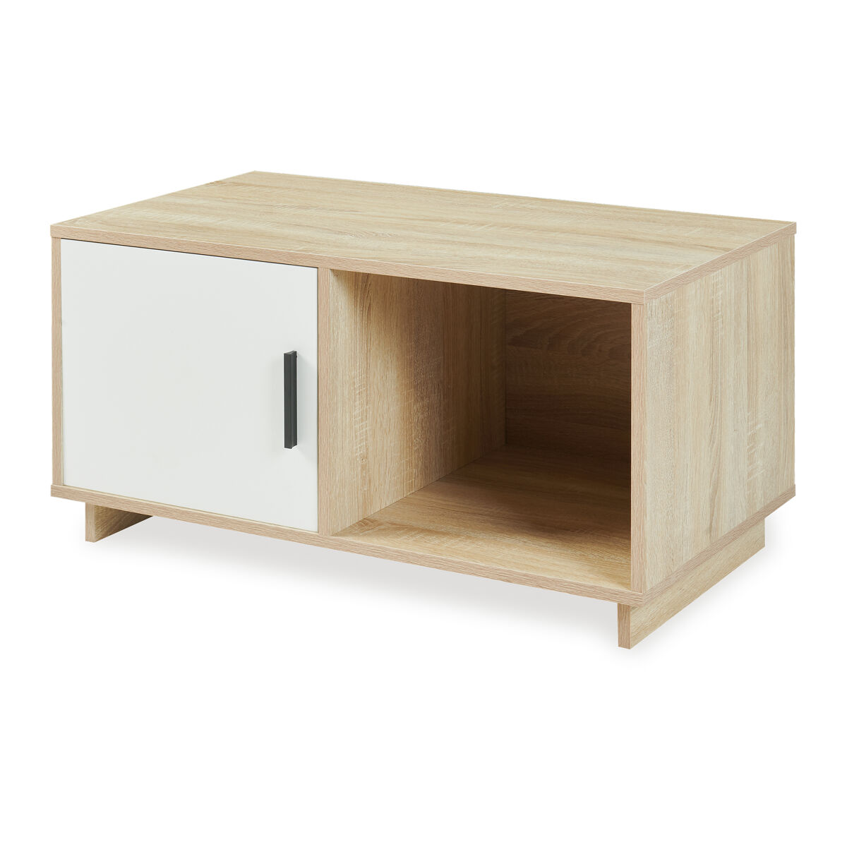 Mesa de centro kenta com porta 80x45x40 cm carvalho sonoma / branco [en.casa]