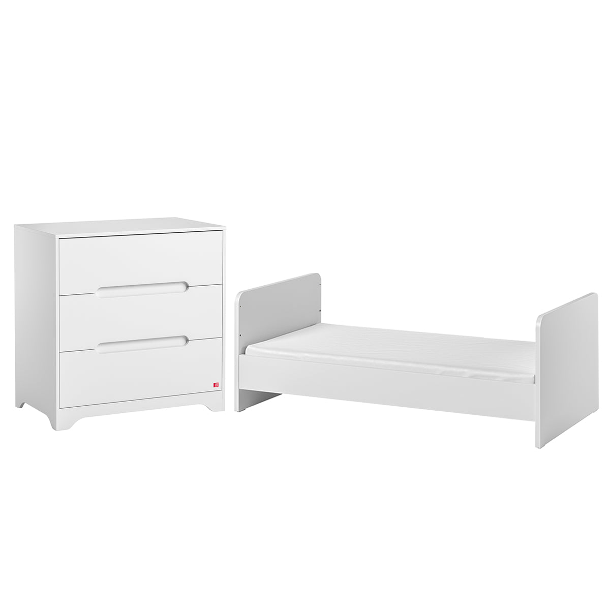 Berço evolutivo 70x140 e cómoda de 3 gavetas vox ova blanc