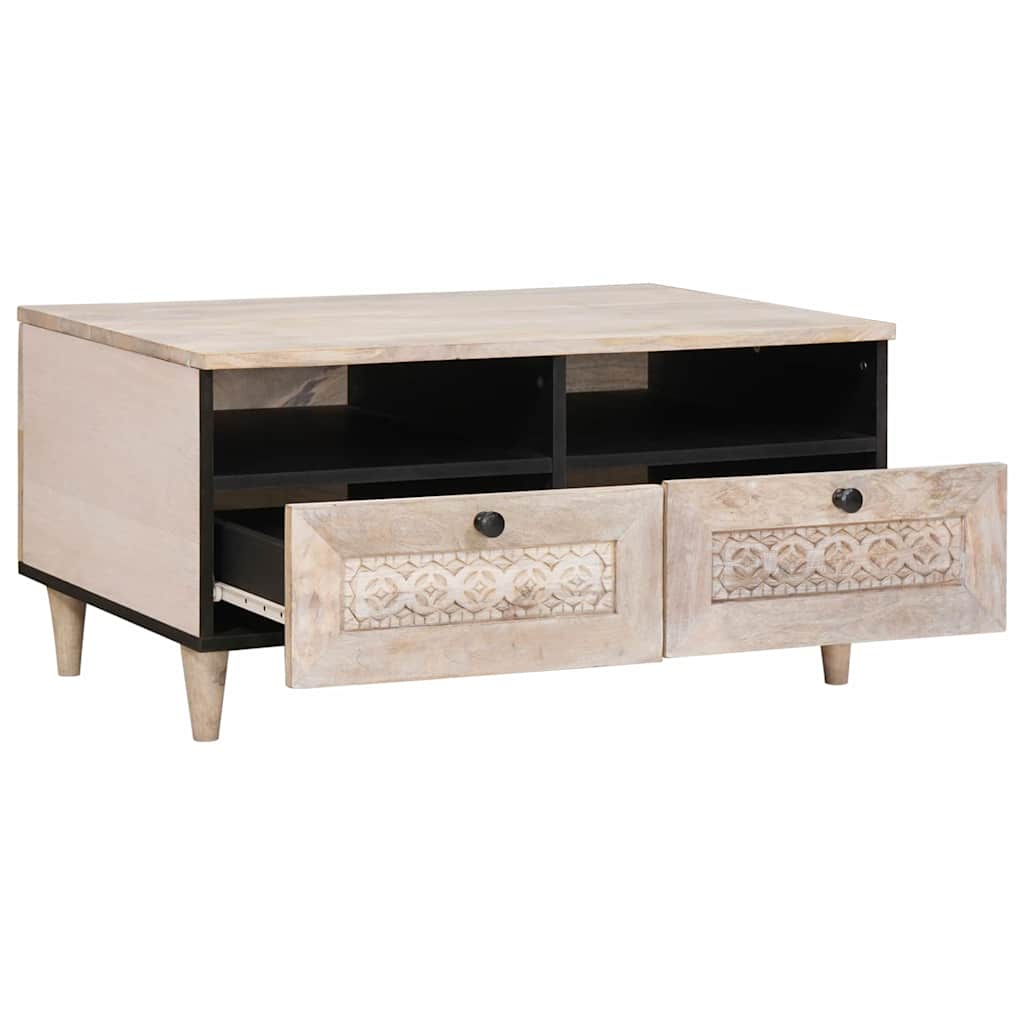 Mesa de centro, mesa baixa, branco 80 x 54 x 40 cm madeira de acácia maciça