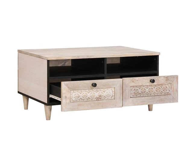 Mesa de centro, mesa baixa, branco 80 x 54 x 40 cm madeira de acácia maciça