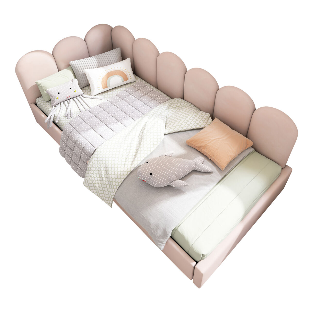Sofá-cama com 2 gavetas - tecido de veludo - 90x200 cm - com estrado de molas - rosa