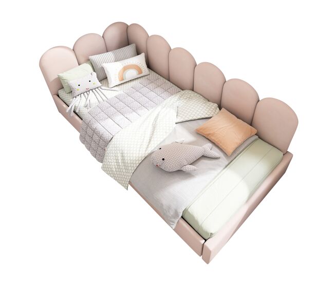 Sofá-cama com 2 gavetas - tecido de veludo - 90x200 cm - com estrado de molas - rosa