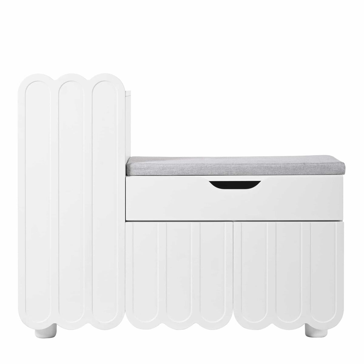 Sapateira moderna com 3 portas, gaveta e almofada - branca - sapateiras compactas para corredor