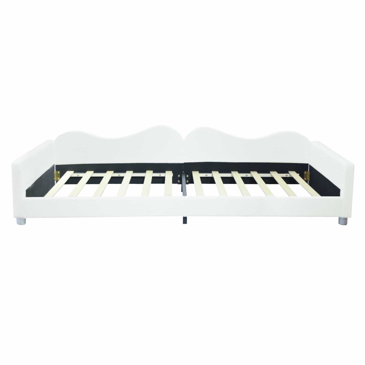 Sofá-cama 90x200 cm em tecido felpudo francês - com estrado de molas - branco