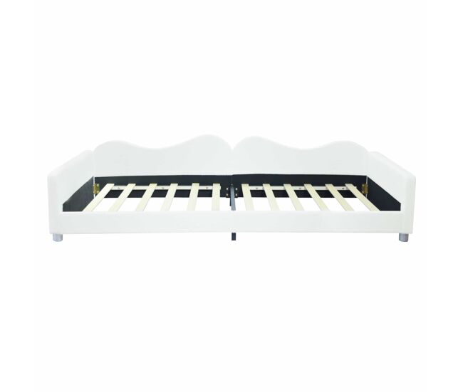 Sofá-cama 90x200 cm em tecido felpudo francês - com estrado de molas - branco