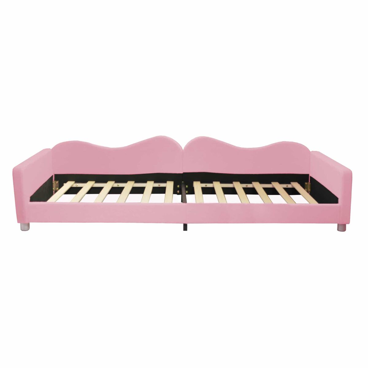 Sofá-cama 90x200 cm em tecido felpudo francês - com estrado de molas - rosa