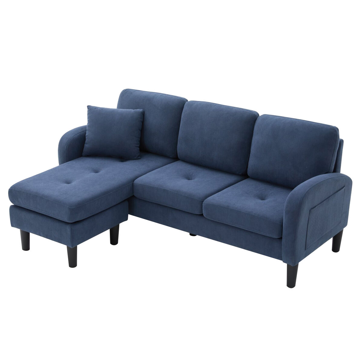 Chaise longue 3 lugares fixa reversível de tecido,azul