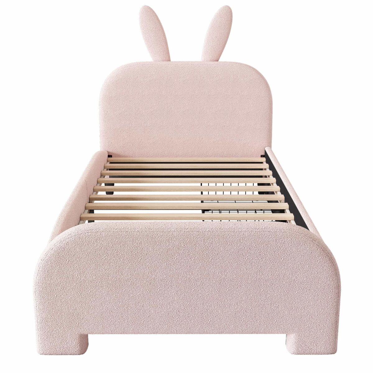 Cama de criança 90x200 cm com 2 gavetas - cabeceira em forma de coelho - rosa