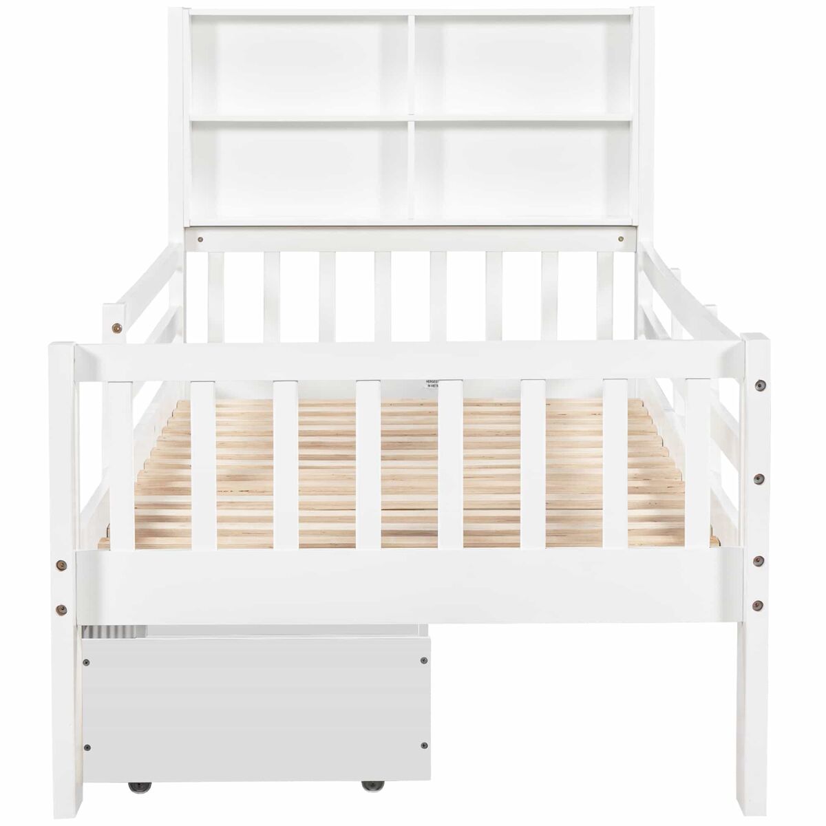 Cama infantil 90x200 - multifuncional com gavetas e quadro - branca