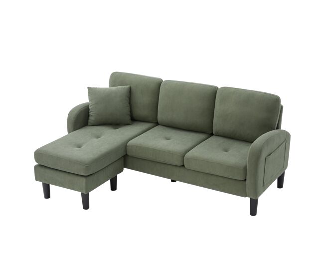 Chaise longue 3 lugares fixa reversível de tecido,bege