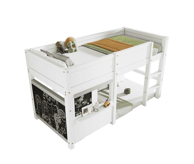 Cama alta 90x200cm - com 2 painéis de graffiti - branco