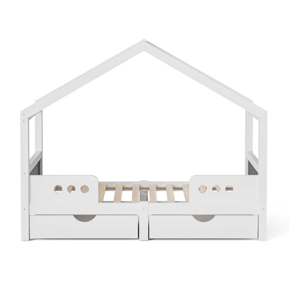 Cama infantil 90x200 cm - design com teto, 2 gavetas grandes, estrutura em madeira e mdf, até 120 kg, pintura uv