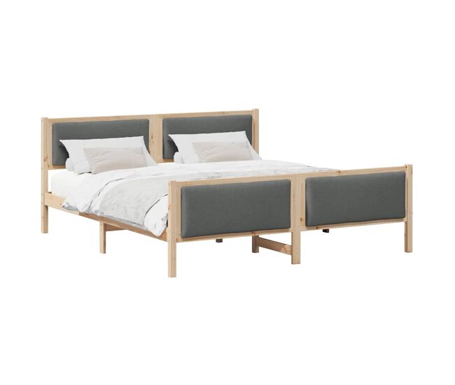 Estrutura de cama de casal moderno - cinza escuro 200 x 200 cm tecido