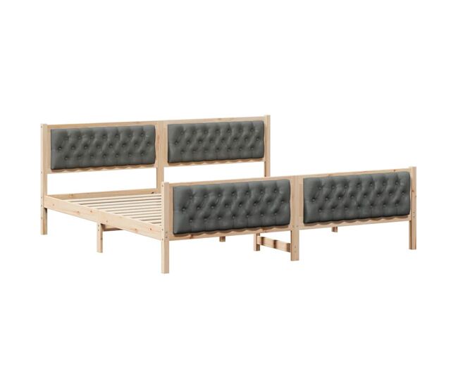 Estrutura da cama de casal simple com cabeceira cinza escuro 200 x 200 cm