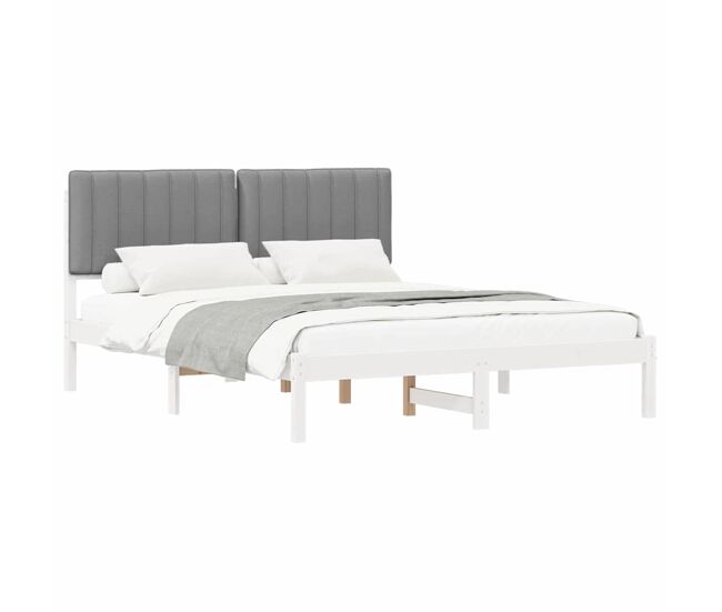 Estrutura de cama de casal moderno com cabeceira estofada cinzento-claro