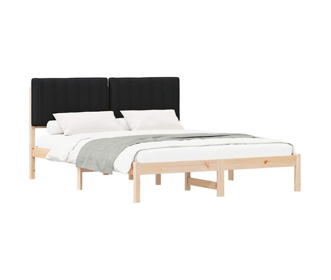 Estrutura de cama de casal moderno com cabeceira estofada preto 150 x 200 cm