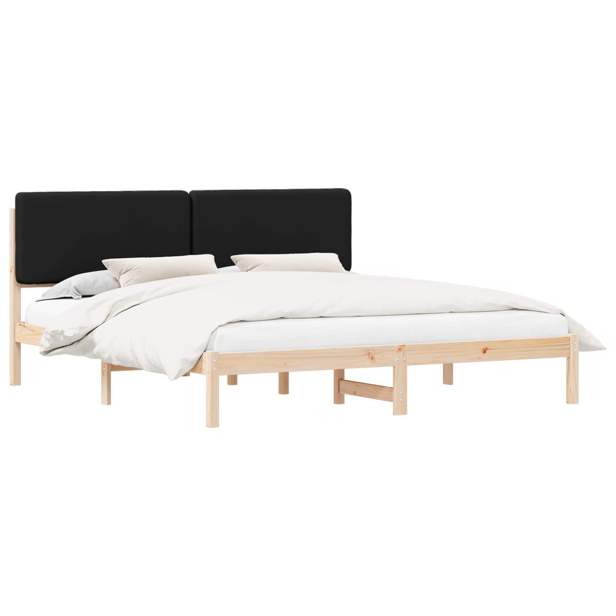Estrutura de cama de casal moderno com cabeceira estofada preto 200 x 200 cm
